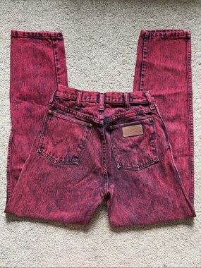 VTG 80s/90s Rare Red Hot Pink Acid Wash Wrangler High Rise Jeans 24x32